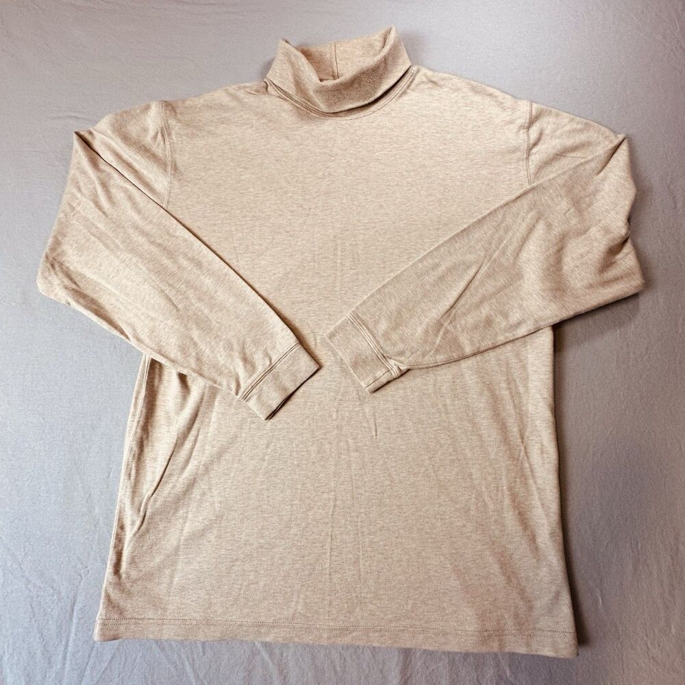 LL Bean Beige Long Sleeve Turtle Neck Men’s L Tall Cotton